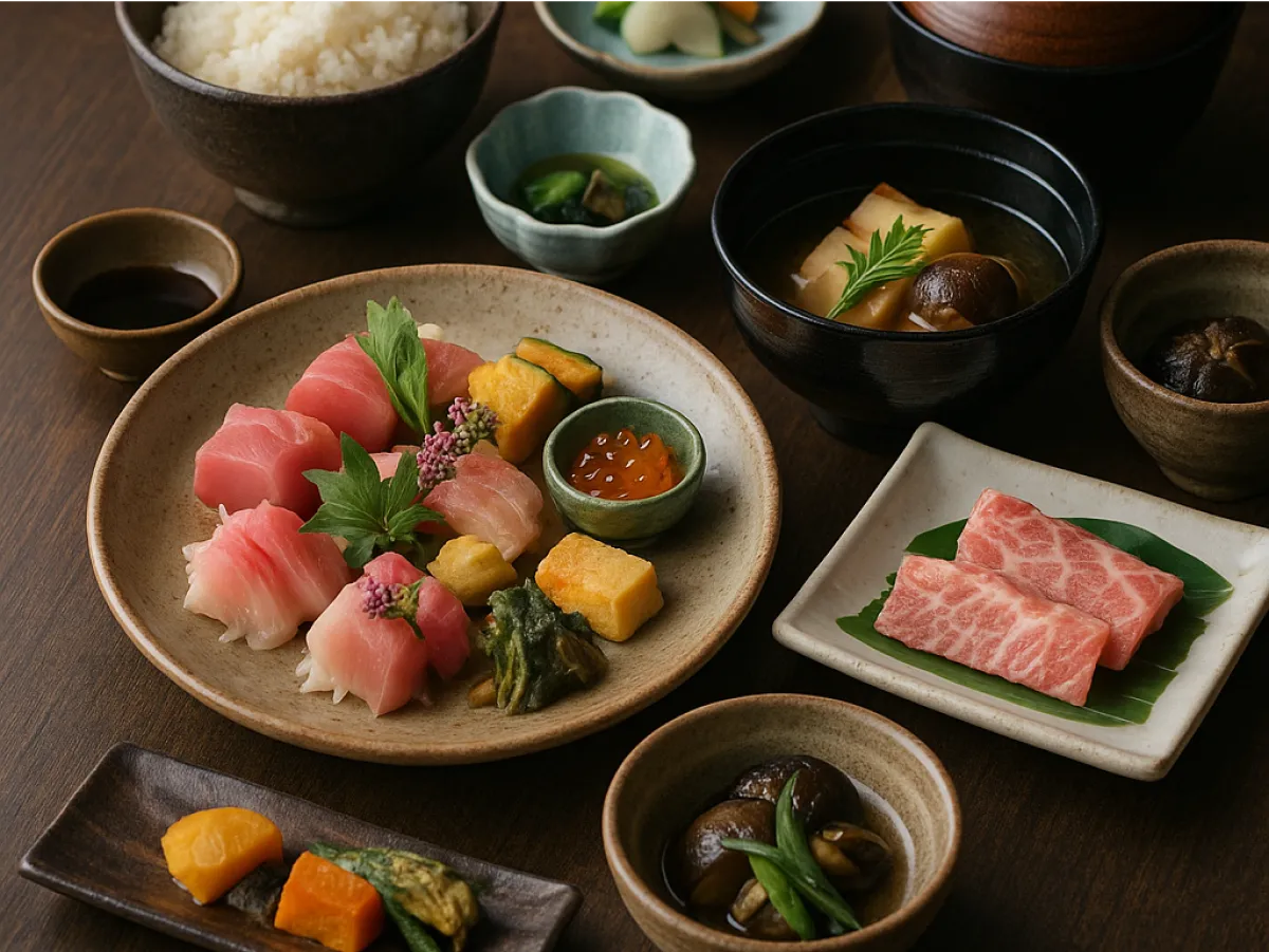 刺身や肉をメインとした和食