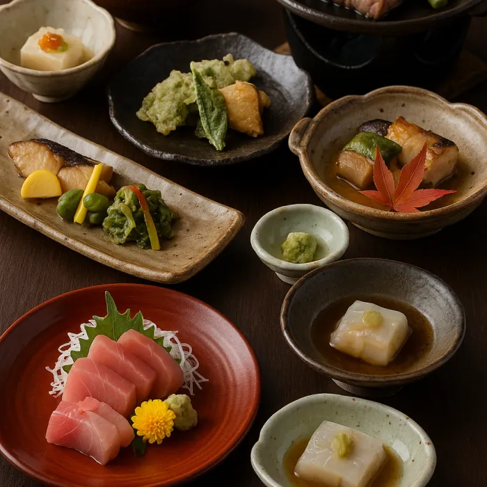刺身や焼き魚や天ぷらなどの和食