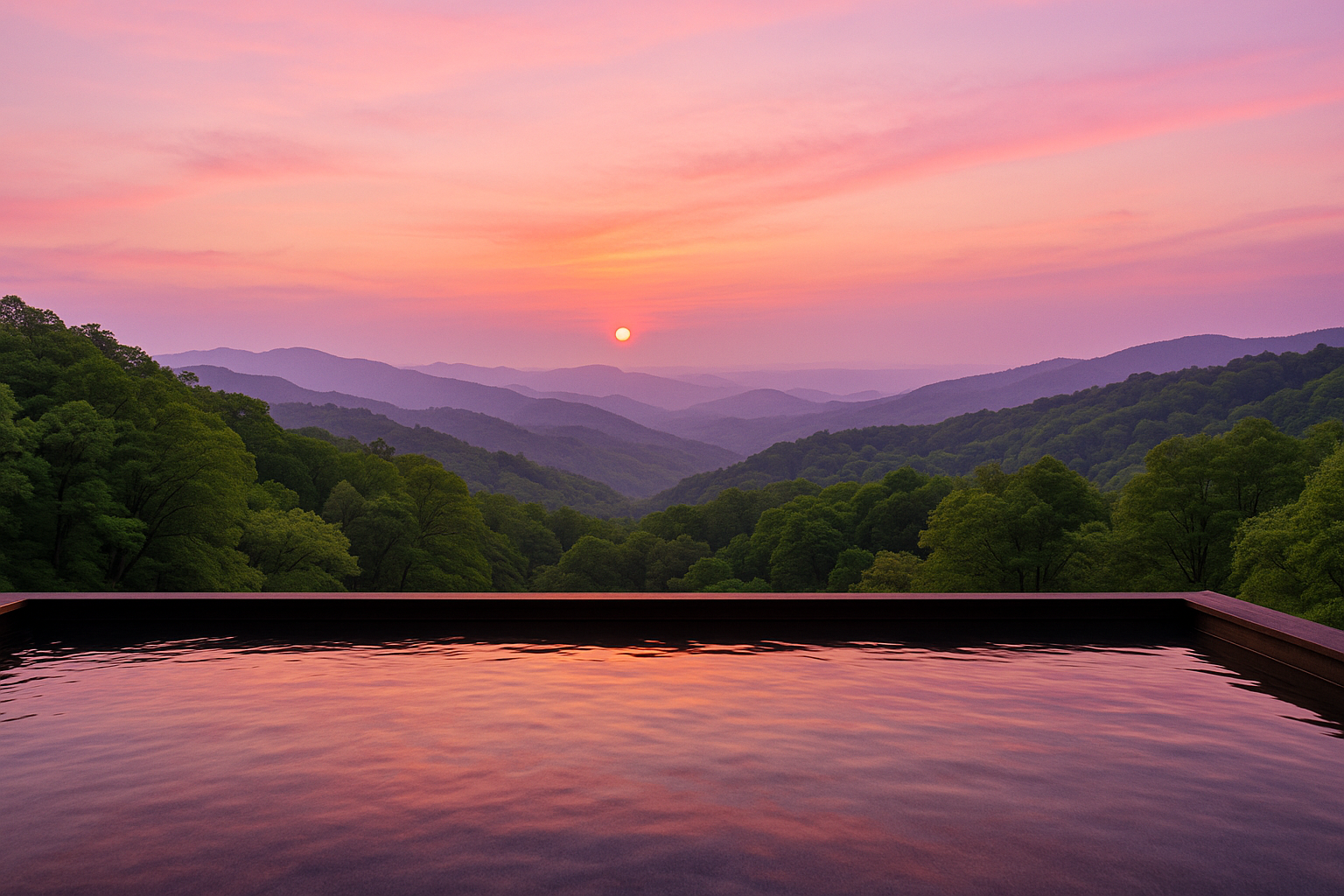 露天風呂から見える夕焼け